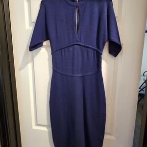 bebe Bodycon Royal Blue Cutout Short Sleeve Midi Dress